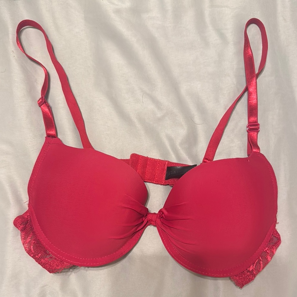 Red Lace Trim Bra